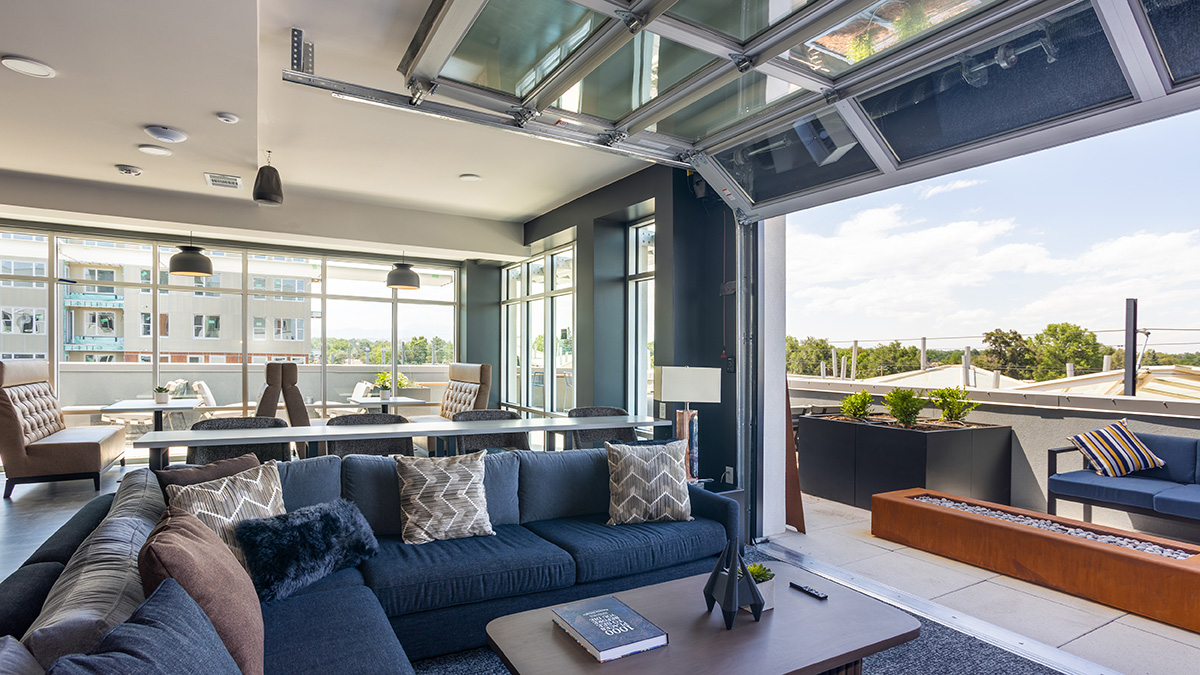 Mountain view lounge with a large sofa