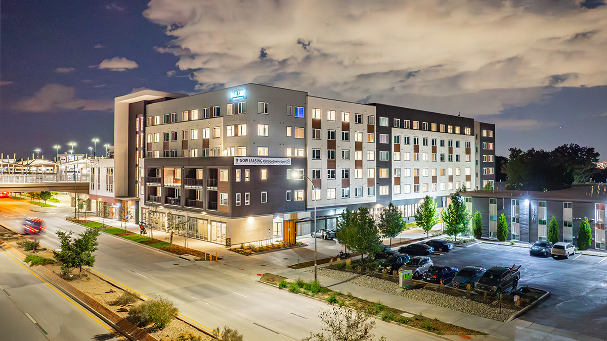 Railside at Wadsworth exterior view at twilight