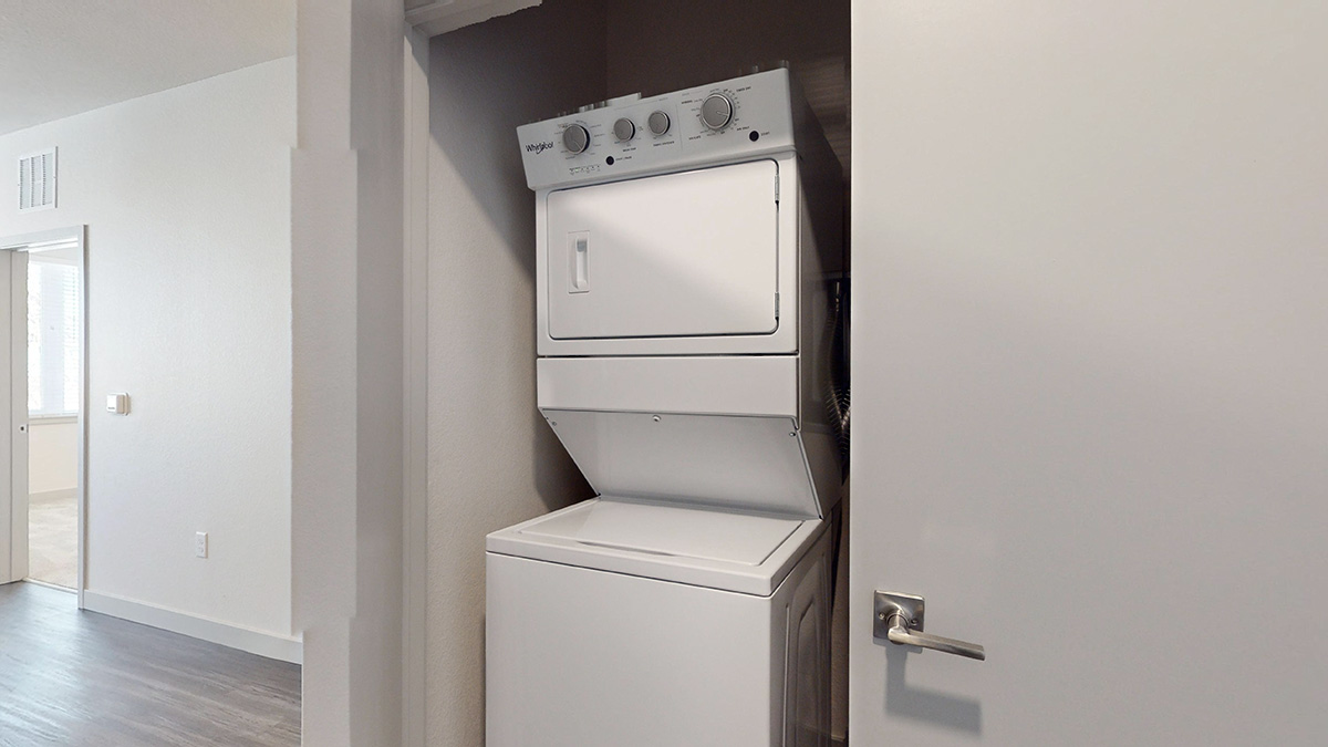 Stacked in home washer and dryer